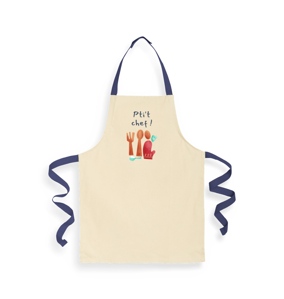 Natural/French Navy Tablier - Pti't Chef