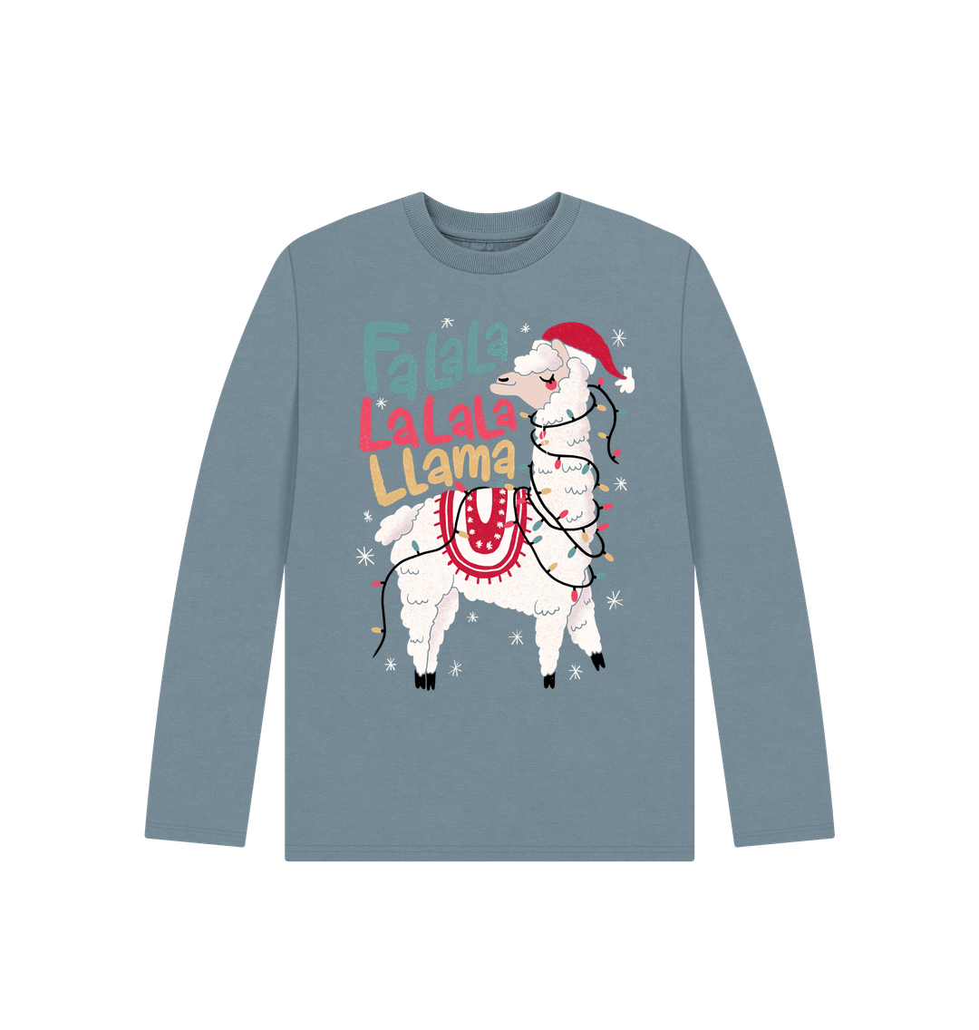 Stone Blue T-shirt manche longue enfant - Lama Christmas