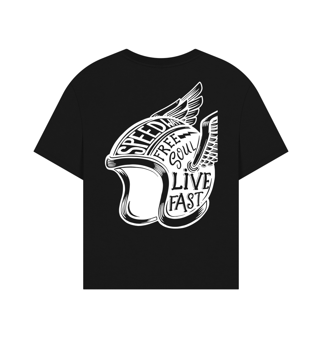 Black T-Shirt Femme Oversize - Free Soul Live Fast