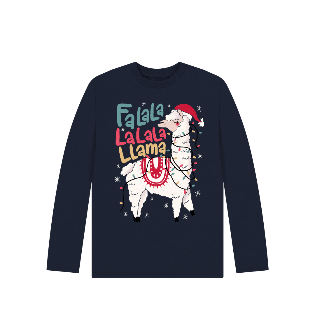 Navy Blue T-shirt manche longue enfant - Lama Christmas